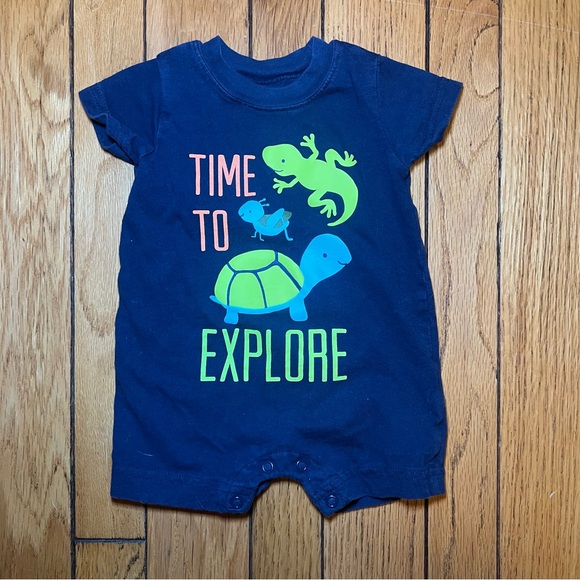 Carter’s Baby Boy Time To Explore Lizard Turtle Cricket One Piece Romper 0-3M - Picture 1 of 3